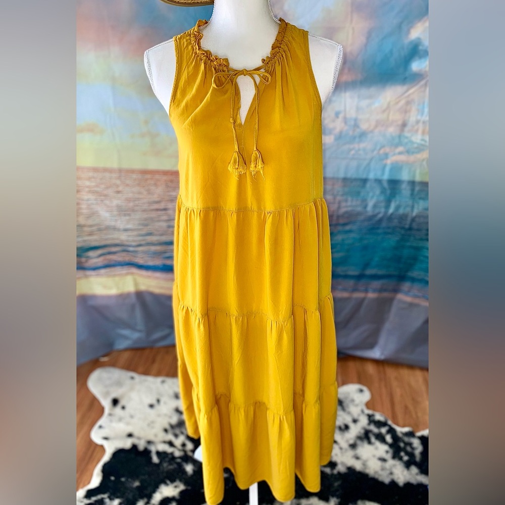 Max Studio Mustard Tiered Maxi Dress
